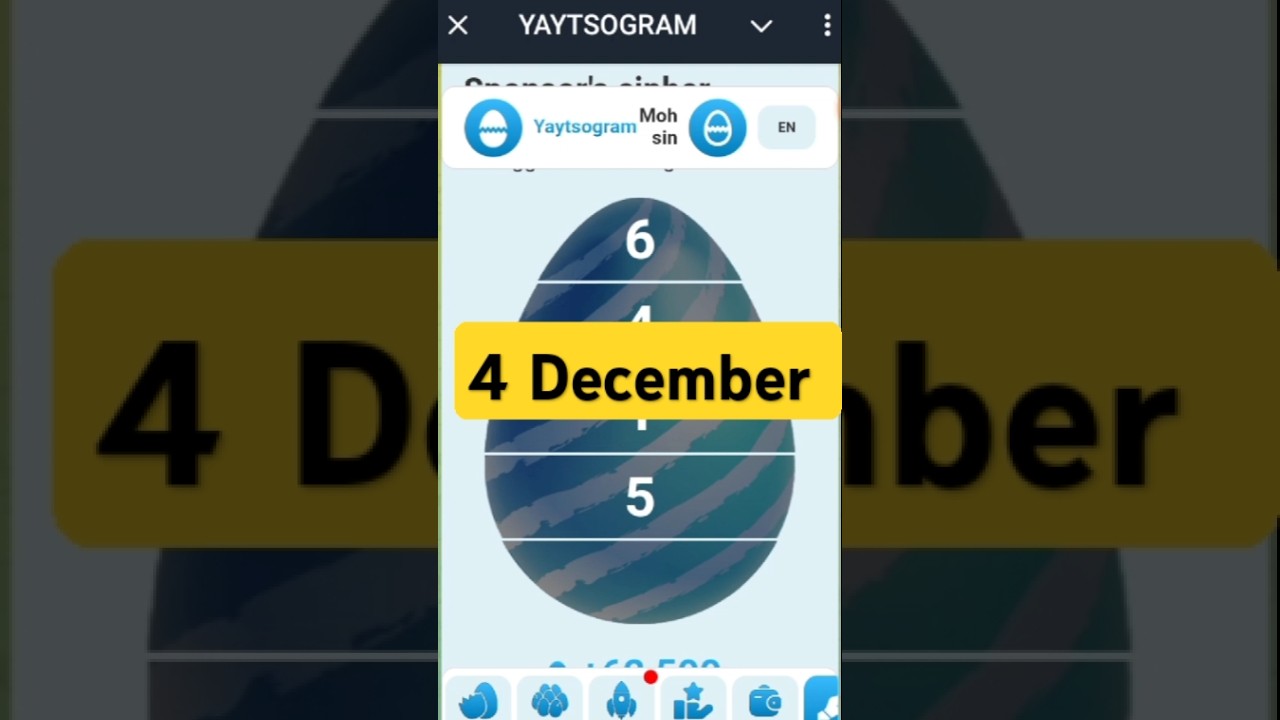Yaytsogram 4 December Cipher Code | Today Yaytsogram Cipher Code 