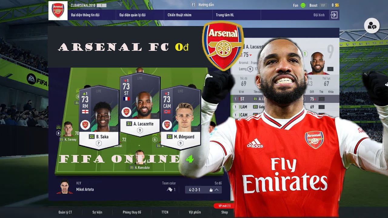 Fifa Online 4 |Trải Nghiệm đội hình Arsenal 0đ với Saka,và Lacazete +0|Phi Barca #fifaonline4 #funny