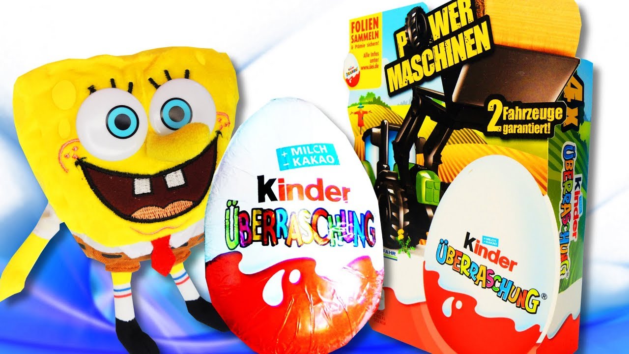 Kinder Surprise Eggs Unboxing with Spongebob Power Maschienen Machines