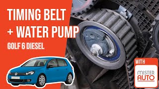 How to replace the timing belt and the water pump Golf mk6 1.6 TDI