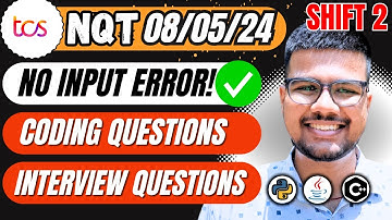 TCS 8/05/24 Shift 2 Exam Coding Questions | Interview Questions  | #python #java #cpp