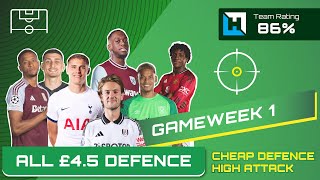 💰 All 4.5M Defence Draft – Budget Backline, Big Attacking Firepower! | FPL 2024/25