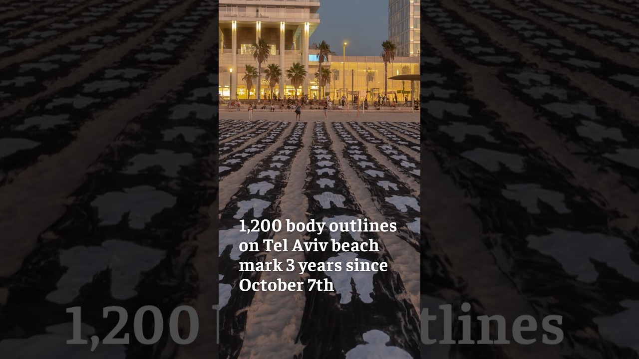 1,200 body outlines on Tel Aviv beach mark 3 years since October 7th