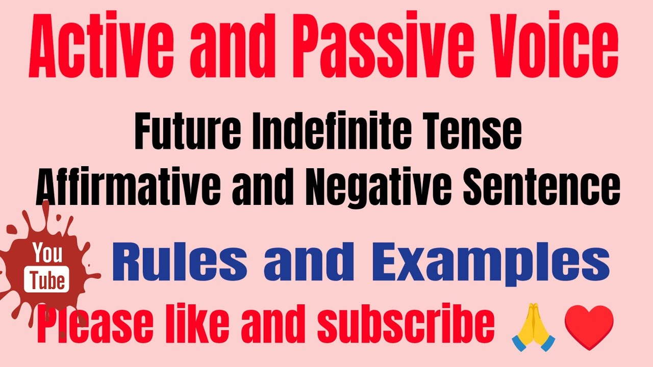 Active and Passive Voice Future Indefinite Tense Affirmative and ...