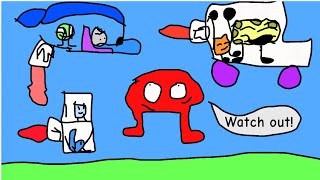 Messing with BFDI ragdolls in Algodoo (part 15: Flying Car Catastrophe)#bfdi #algodoo