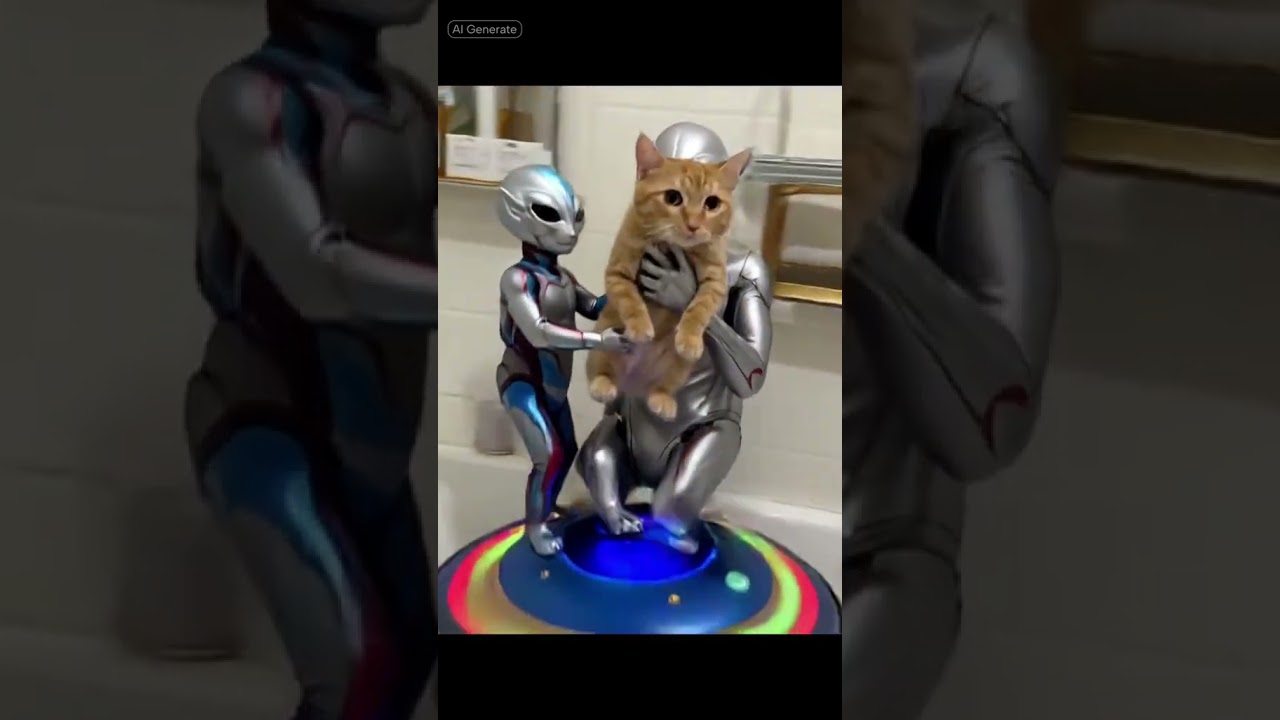 Gato es abducido por aliens desde la bañera | Video hecho con IA