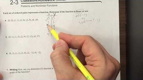 HW TUTORIAL:  2-3 Patterns and Non-Linear Functions