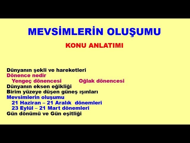 8 sinif mevsimlerin olusumu konu anlatimi youtube