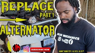 How to replace remove alternator infiniti G35 G37 Q40 (PART 1)