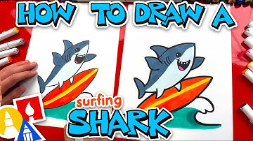 How To Draw A Surfing Shark