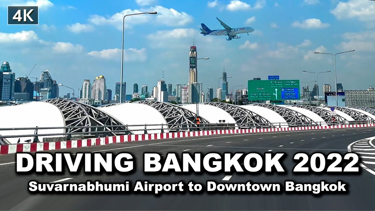 【🇹🇭 4K】Driving From Suvarnabhumi Airport to Silom Downtown Bangkok 36 Km. by expressway