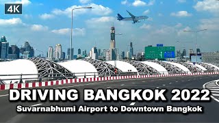 【🇹🇭 4K】Driving From Suvarnabhumi Airport to Silom Downtown Bangkok 36 Km. by expressway