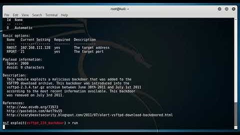 Khai thác VSFTPD v2 3 4 bằng Metasploit [ Phương pháp sử dụng Metasploit ]