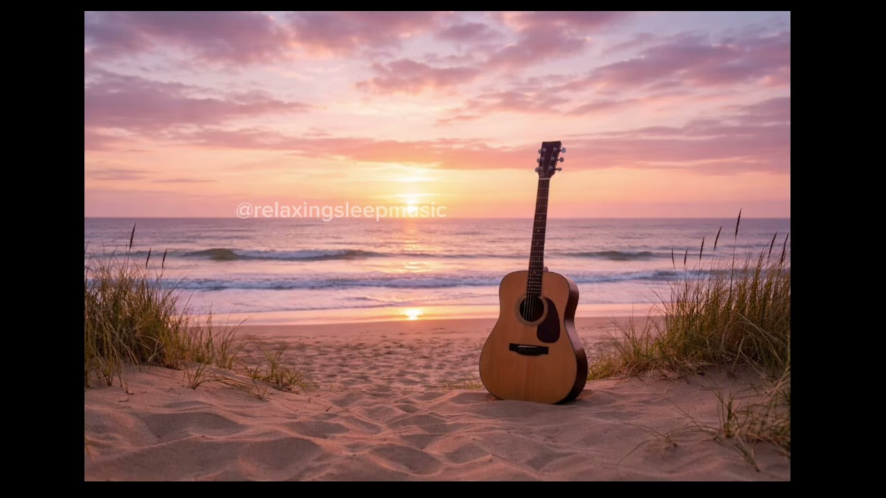 Acoustic guitar with ocean waves for sleep