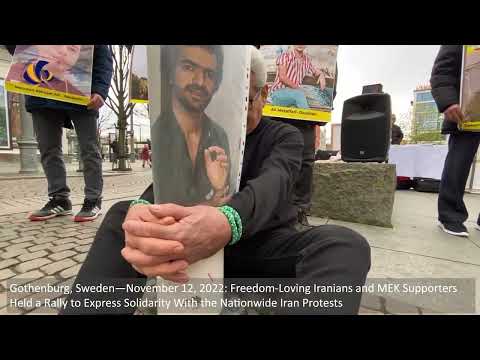 Gothenburg, Sweden—Nov 12, 2022: MEK Supporters Held a Rally in Support of the Iran Protests