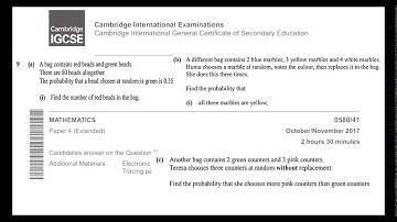 Probability With&Without Replacement IGCSE 2017 PAPER 4