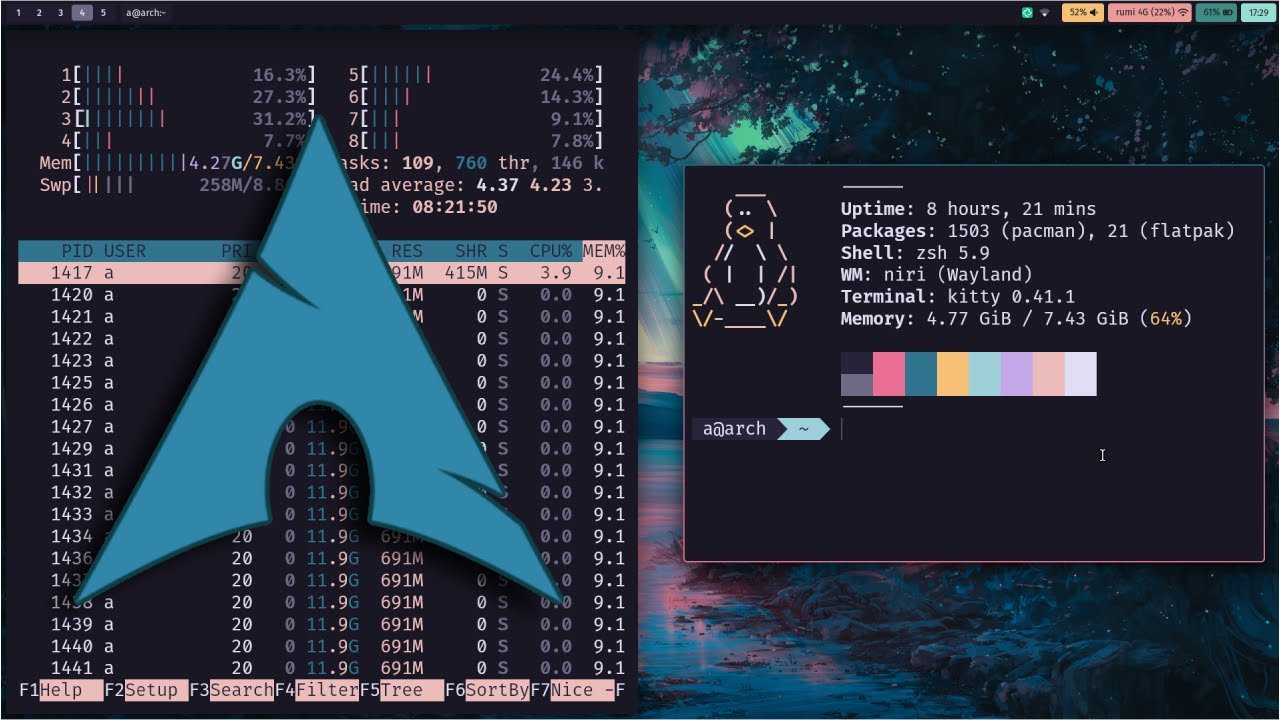 My new Linux Rice | Rose Pine, Niri WM + Arch - YouTube