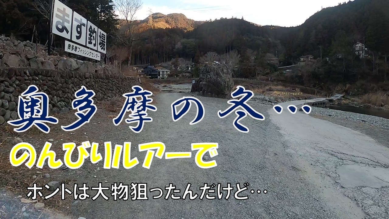 静かな冬の奥多摩フィッシングセンター。ポンドエリアでぼちぼち