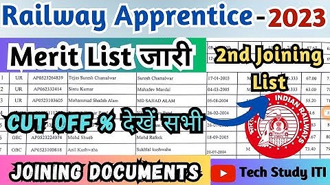 Railway Apprentice 2023 2nd Joining Merit List, SECR Bilaspur Apprentice Joining Merit List, Cut Off