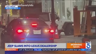 Video: Jeep driver smashes into Lexus dealership in Beverly Hills, abandons car