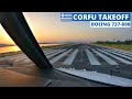 Boeing 737-800 Cockpit Takeoff from CORFU, Greece | Sunset Departure | Pilot&#39;s View [4K] | GoPro 9