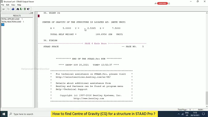 How to find Centre of Gravity (CG) for a structure in STAAD Pro ?