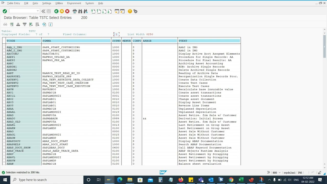 check assignment tcode in sap