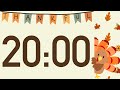 20 Minute Happy Thanksgiving Turkey Timer with Music for Classroom (Turkey Alarm, Relaxing LoFi)