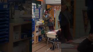 Military big brother surprise his little sister at school.