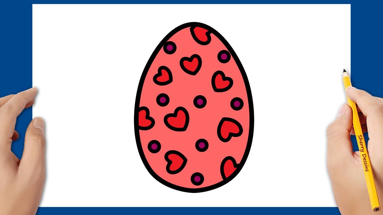 Comment dessiner un œuf de Pâques avec des coeurs | Dessin de Pâques