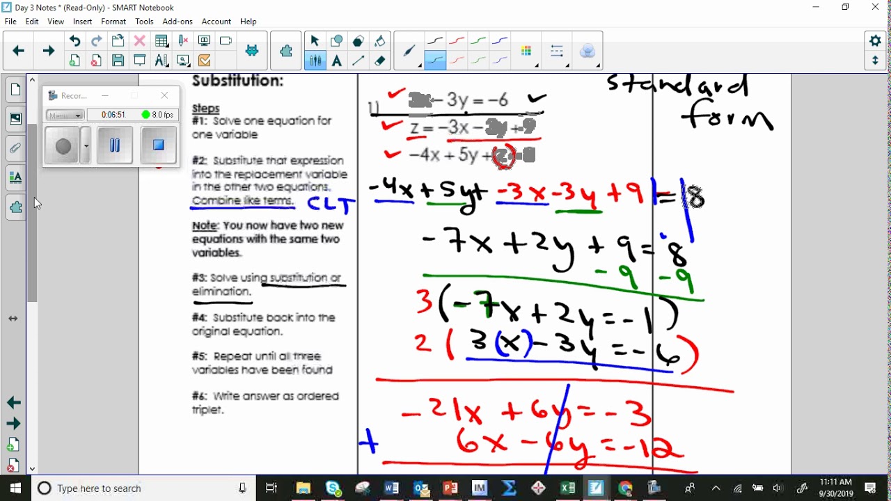 Notes - 3. 3 Solving 3x3 equations - YouTube