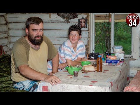 Жизнь семьи в глухой тайге Приполярного Урала. Горная река, дожди. Обычные будни семьи в тайге. 34с