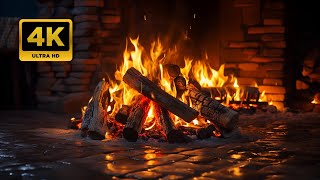 FIREPLACE BURNING 4K UHD & Crackling Fire Sounds  Fireplace Sounds For Stress Relief, Study, Sleep