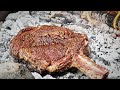 INSANE Caveman Steak 🥩 Tomahawk Primitive Cooking 🔥