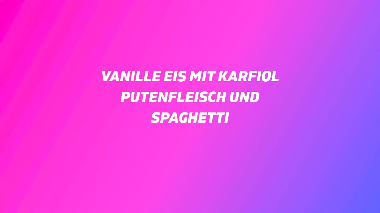 Vanille Eis mit Karfiol, Putenfleisch und Spaghetti