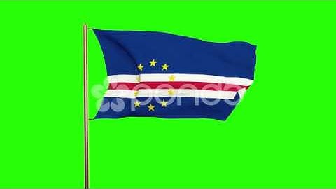 Cape Verde Flag Waving In The Wind. Green Screen, Alpha Matte. Loopable