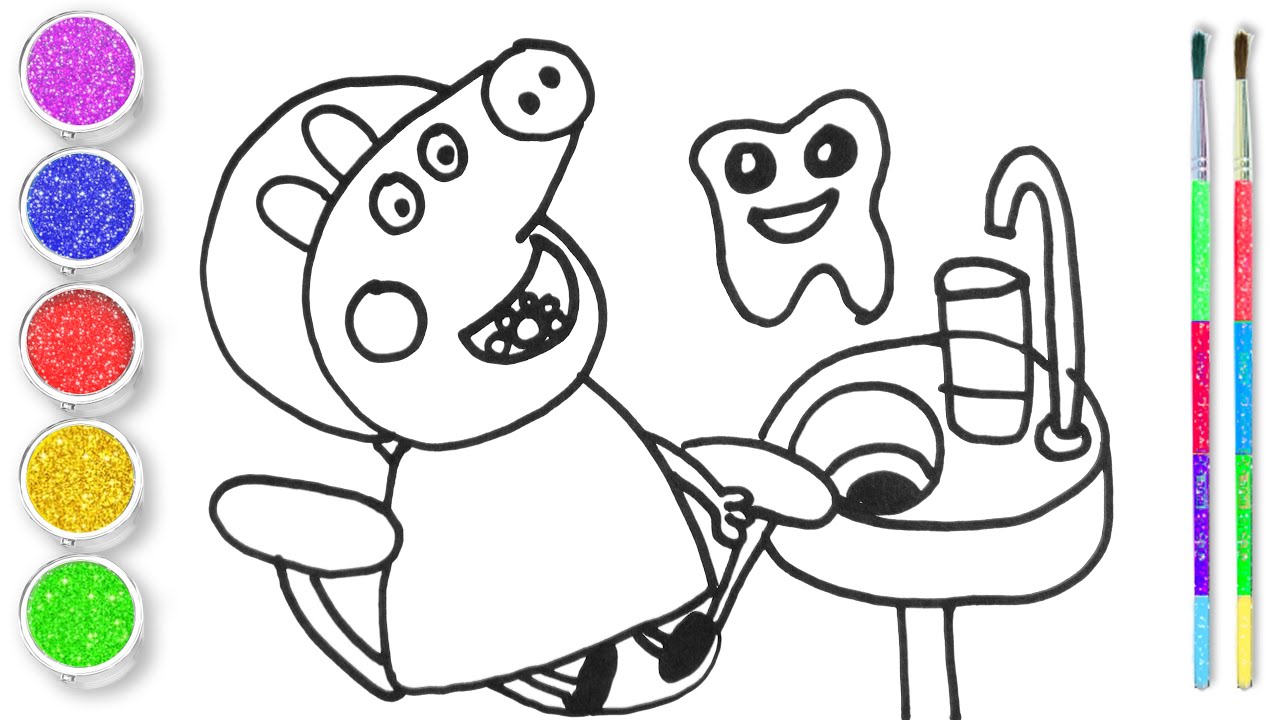 Vamos desenhar e colorir a Peppa Pig no consultório do dentista