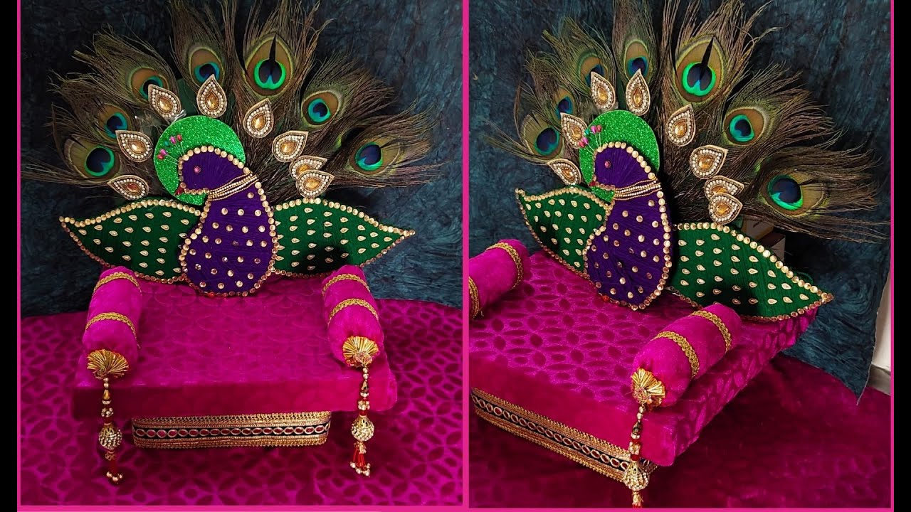 Peacock feather singhasan for Balgopal - Janmashtami Special -Throne ...