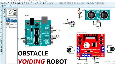 how to make obstacle avoiding robot with l298n in proteus8.13