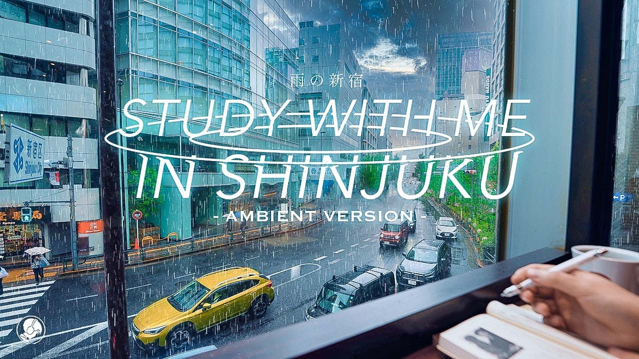 4-HOUR STUDY WITH ME🌦️ / ambient ver. / A Rainy Day in Shinjuku, Tokyo / with countdown+alarm
