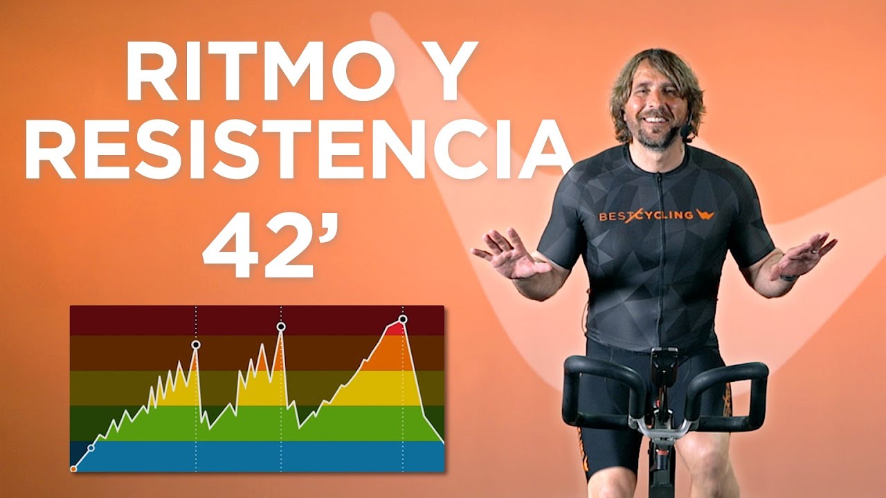 Clase completa ciclo indoor de 42 minutos. Desafío de ritmo y resistencia