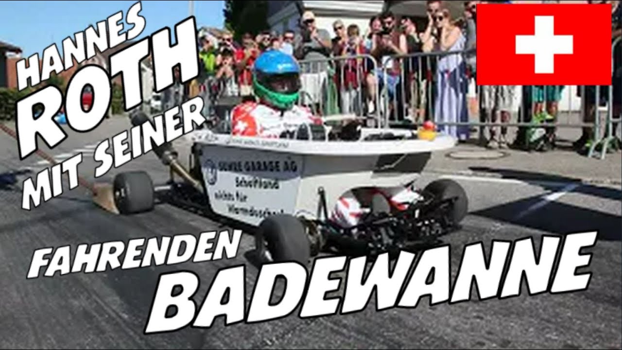 Hannes Roth mit seiner schnellsten Badewanne der Welt in Walzenhausen ...