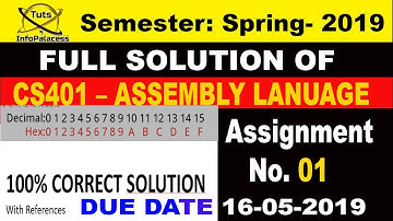 CS401 Assignment 1 Solution Spring 2019 100% Correct With References by infopalacess