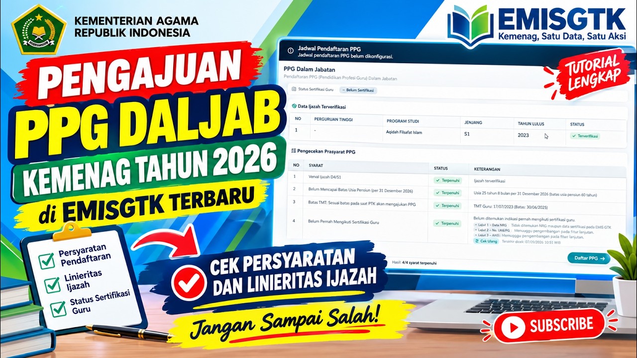 Pengajuan PPG Daljab Kemenag Tahun 2026 di EMISGTK Terb… — Transcript