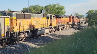 BNSF 5886 Leads a NB & Empty Mega Coal train with Three SD70MAC's and 4 Mid DP's 8/17/23