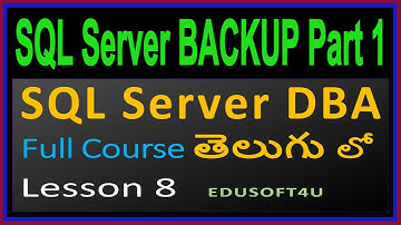 Database Backup in SQL Server  || SQL Server DBA Complete Course in Telugu || Lesson 8 || Edusoft4U