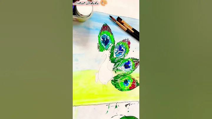 How to Paint Peacock Using Leaf ideas #shorts #viral #peacock #leafpainting #art #acrylicpainting