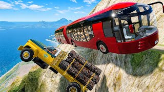 Out of Control Bus Smashes Truck on Cliff Road! 🚍💀 | BeamNG.drive