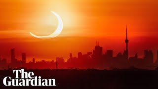 Solar eclipse 2021: crescent sun wows skygazers across northern hemisphere