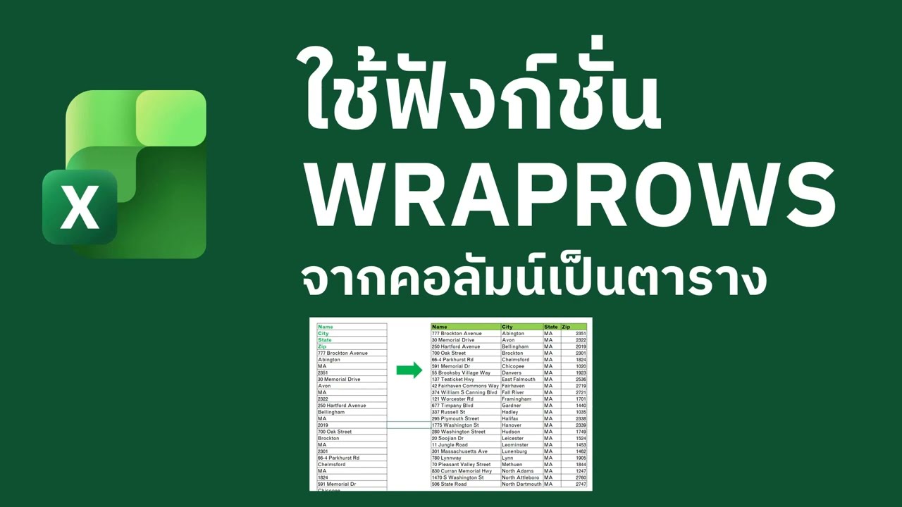 ใช้ฟังก์ชั่น WRAPROWS ใน Excel